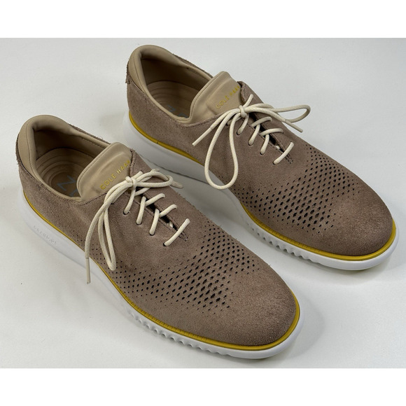 Cole Haan 2.Zerogrand Laser Wingtip Oxford Lined CH Warm Stucco Suede Mens 8M - Picture 1 of 9